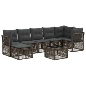 vidaXL Ensemble de canapé de jardin 8 Pièces Gris polyrotin