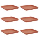 vidaXL Plateau carré à fleurs 6 pc Rouge brique 36 x 36 x 2 5 cm