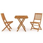 vidaXL Ensemble à manger de jardin pliable 3 Pièces Bois d'acacia solide