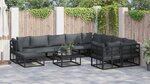 vidaXL Ensemble de canapé de jardin avec coussin 11 Pièces Noir Aluminium