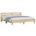 vidaXL Cadre de lit avec LED Sonoma 193 x 203 cm Bois d'ingénierie