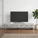 vidaXL Meuble TV 147 x 34 5 x 30 cm Gris béton Bois d'ingénierie