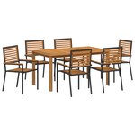 Ensemble de Salle à Manger de Jardin vidaXL 7 Pièces Noir Rattan Poly Acacia