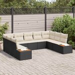 vidaXL Ensemble de canapé de jardin 5 pièces avec coussins noir en poly rotin