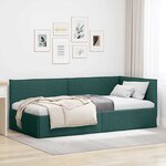 vidaXL Cadre de lit d'angle Vert foncé 100 cm x 200 cm tissu