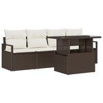 Ensemble de canapé de jardin 5 pièces avec coussins en poly rotin marron vidaXL