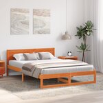 vidaXL Cadre de lit Marron ciré Bois 140 x 200 cm Simple Cadre de lit