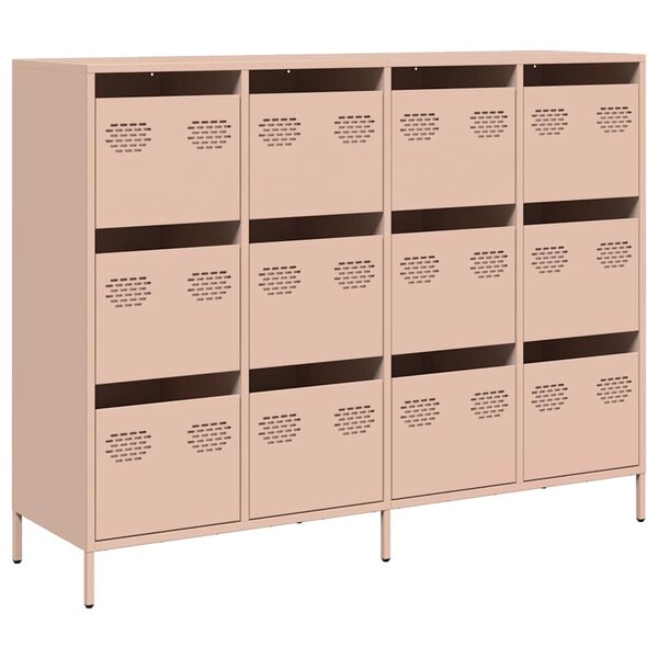 vidaXL Buffet rose 135x39x103 5 cm acier laminé à froid