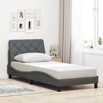 vidaXL Cadre de lit avec LED sans matelas gris foncé 90x200 cm tissu