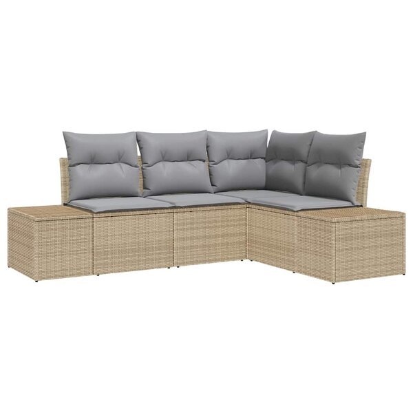 vidaXL Ensemble de canapé de jardin 4 Pièces Beige  Gris clair