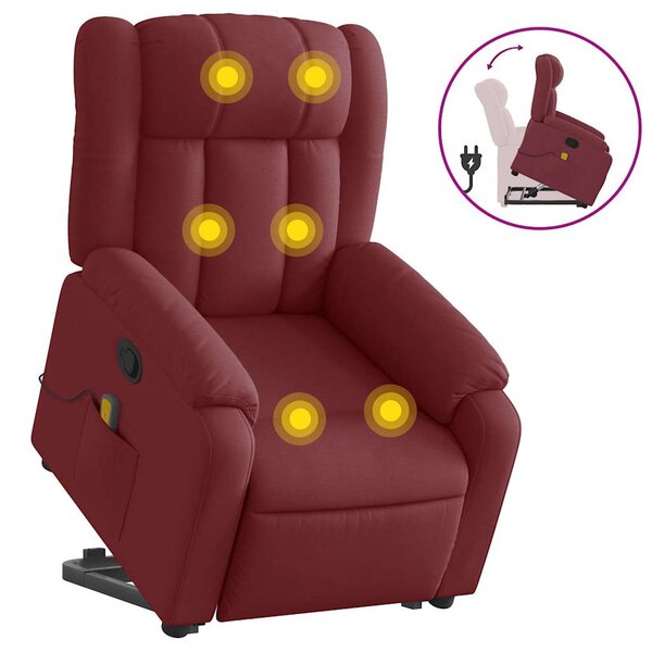 vidaXL Fauteuil inclinable de massage Rouge bordeaux Tissu