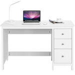 Bureau informatique table d'ordinateur 120 x 50 x75 cm spacieux avec 3 tiroirs style moderne coloris blanc 20_0004849