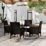 vidaXL Ensemble à manger de jardin 5 Pièces Résine tressée Noir