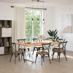vidaXL Table à manger et bord naturel bois massif chêne