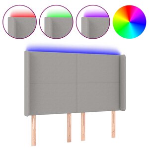 vidaXL Tête de lit à LED Gris clair 147x16x118/128 cm Tissu