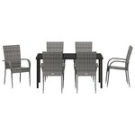 vidaXL Ensemble de salle à manger pour jardin 7 Pièces Gris Poly rotin