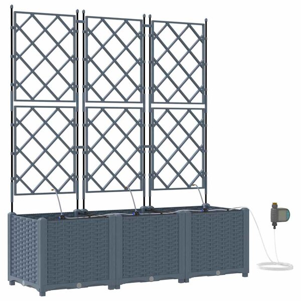 vidaXL Cache-pot de jardin 3 Pièces Gris Clair Acier