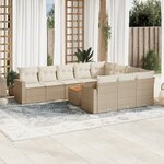vidaXL Salon de jardin 11 Pièces avec coussins beige résine tressée