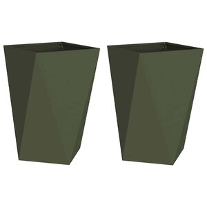 vidaXL Jardinière 2 Pièces Vert olive 50 x 50 x 75 cm Acier