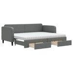 vidaXL Lit de jour avec gigogne et tiroirs gris foncé 80x200 cm tissu