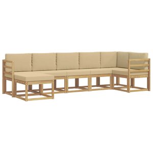 vidaXL Ensemble de canapés d'extérieur 7 Pièces Blanc et Beige Polyester