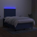 vidaXL Sommier à lattes de lit et matelas et LED Bleu 120x200 cm Tissu