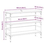 vidaXL Table console avec étagère chêne artisanal 100 x 32 x 75 cm