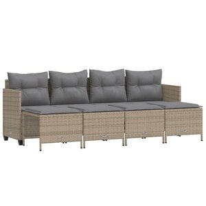 vidaXL Salon de jardin avec coussins 5 Pièces beige résine tressée