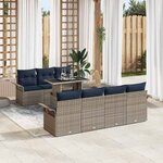 vidaXL Ensemble de canapé de jardin avec coussin 8 Pièces Gris polyrotin