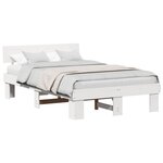 vidaXL Cadre de lit avec tête de lit Blanc 135 x 190 cm Pin massif