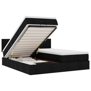 VidaXL Cadre de lit ottoman avec matelas noir 160x200 cm tissu