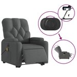 vidaXL Fauteuil inclinable de massage électrique Gris foncé Tissu