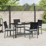 vidaXL Ensemble de salle à manger de jardin 5 pièces avec coussins en poly rotin noir