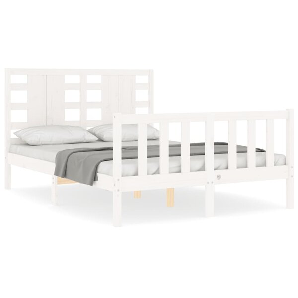 vidaXL Cadre de lit sans matelas blanc bois de pin massif