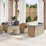 vidaXL Canapés de jardin 9 pièces avec coussins en poly rotin beige et acacia
