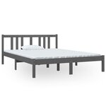 vidaXL Cadre de lit sans matelas gris bois massif 140x190 cm