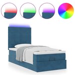 vidaXL Cadre de lit ottoman avec matelas bleu foncé 100x200 cm velours
