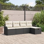 vidaXL Ensemble de Canapé de Jardin 5 Pièces avec Coussins Noir Poly Rattan