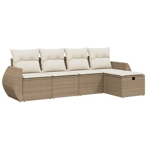 vidaXL Salon de jardin avec coussins 5 Pièces beige résine tressée