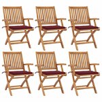 vidaXL Chaises pliables de jardin avec coussins lot de 6 Bois de teck