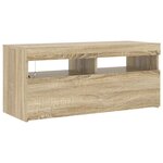 vidaXL Meuble TV avec lumières LED chêne sonoma 90x35x40 cm