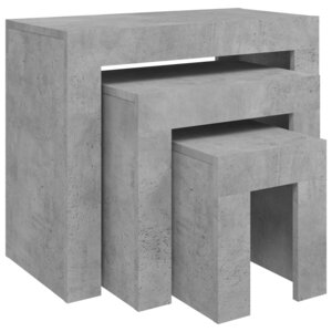 vidaXL Tables basses gigognes 3 Pièces Gris béton Bois d'ingénierie