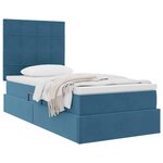 vidaXL Lit avec rangement et matelas Bleu foncé 90 x 190 cm Velours