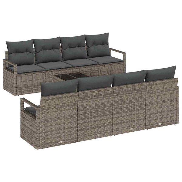 vidaXL Ensemble de Canapés avec coussin 7 Pièces Gris polyrotin