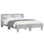 vidaXL Cadre de lit avec LED sans matelas gris béton 120x200 cm