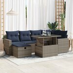 vidaXL Salon de jardin avec coussins 7Pièces gris résine tressée acacia