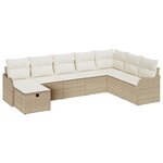 Set de canapé de jardin vidaXL 8 pièces avec coussins beige poly rattan