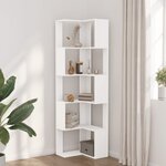 vidaXL Bibliothèque d'angle à 5 niveaux blanc bois d'ingénierie