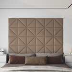 vidaXL Panneaux muraux 12 Pièces Cappuccino 30x30 cm Similicuir 0 54 m²