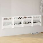 vidaXL Armoires à chaussures murales 4 Pièces blanc bois d'ingénierie